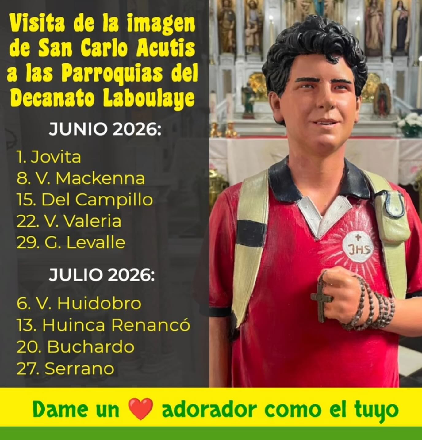 La imagen peregrina de San Carlo Acutis Chascomús Argentina sigue llevando esperanza y fe a nuevos rincones de nuestro p